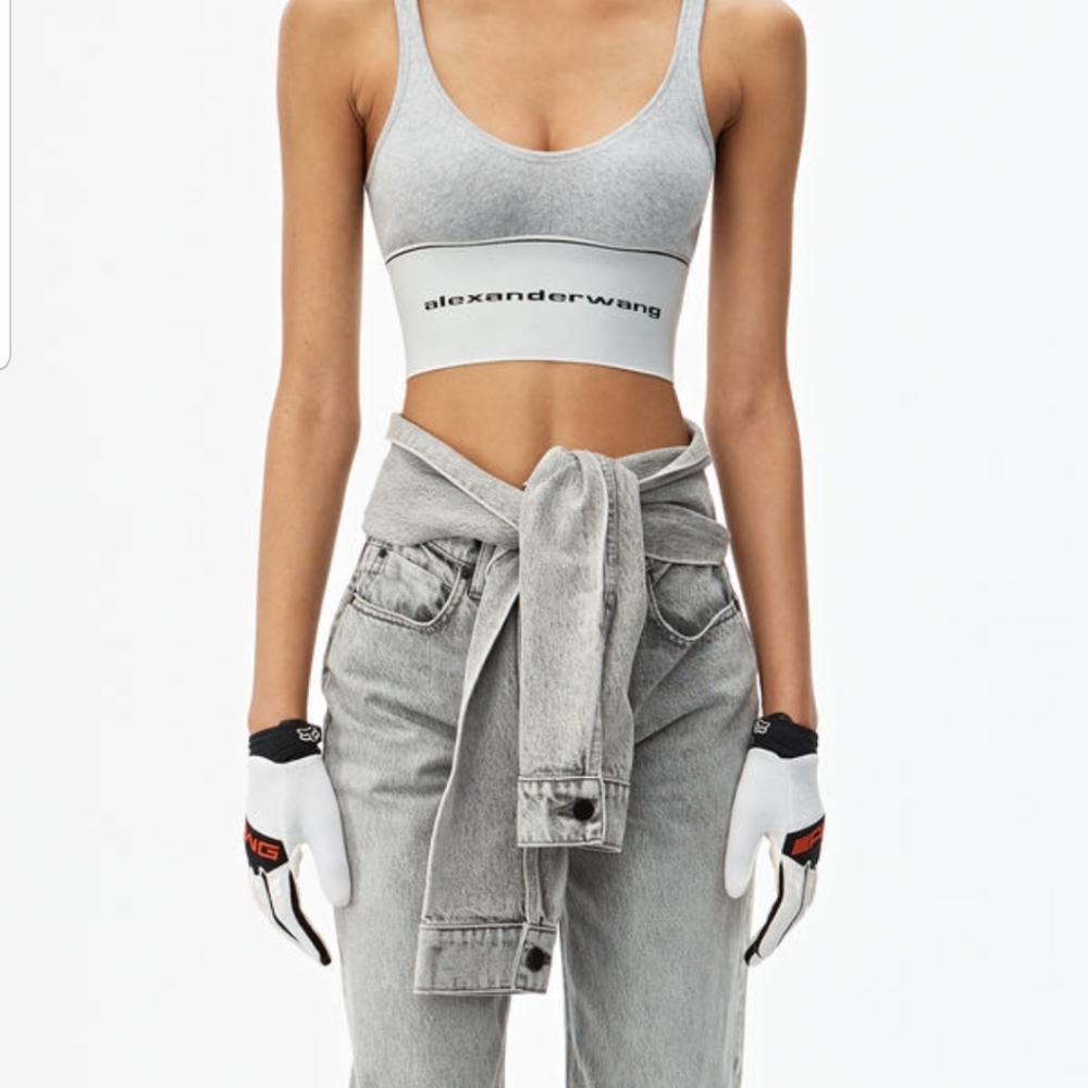 Alexander Wang logo elastic band bra gray Small